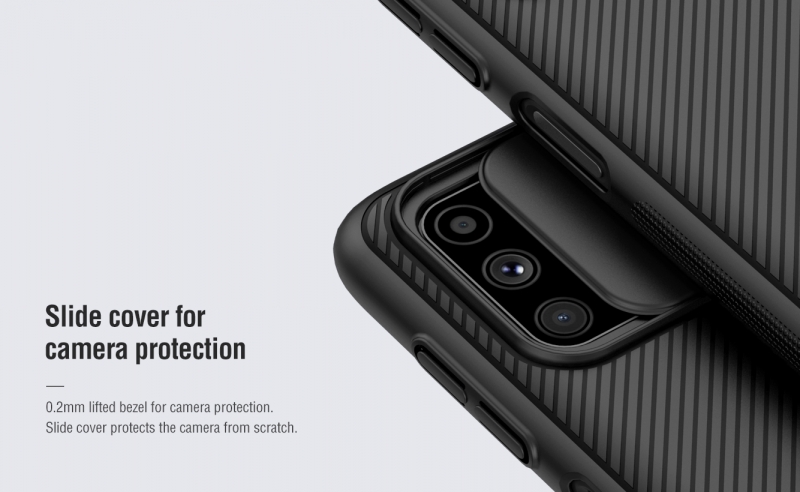 Ốp Lưng Samsung Galaxy M51 Chính Hãng Nillkin CamShield thiết kế dạng camera đóng mở giúp bảo vệ an toàn cho Camera của máy, màu sắc đen huyền bí sang trọng rất hợp với phái mạnh.